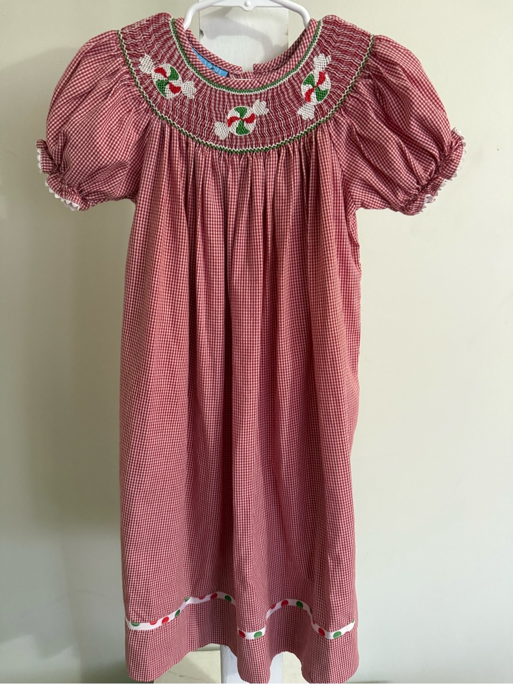 Anavini Hand Smoxked Christmas Bishop Dress